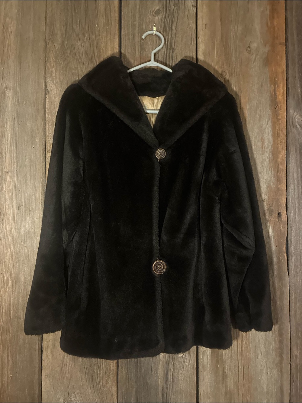 Mid Century Irving Posluns Faux Fur Borg Deep Pile Pea Coat, M